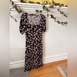 ‘All in Favor’ Black & Pink Floral Midi Dress